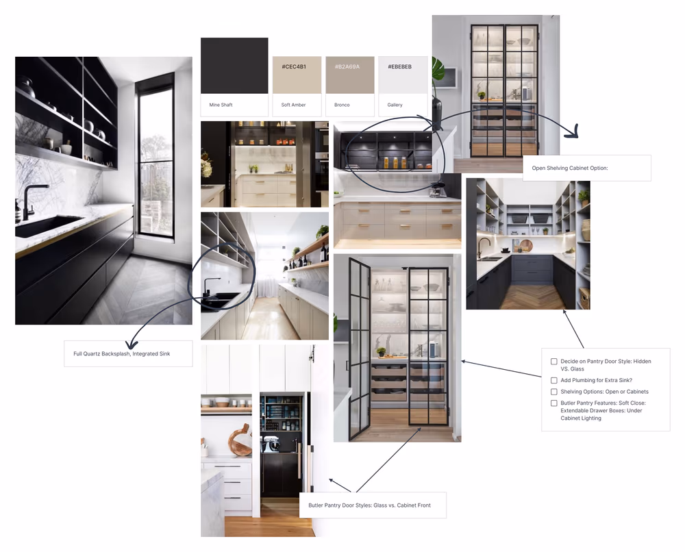 Solstizio mood board for a kitchen and butler's pantry design
